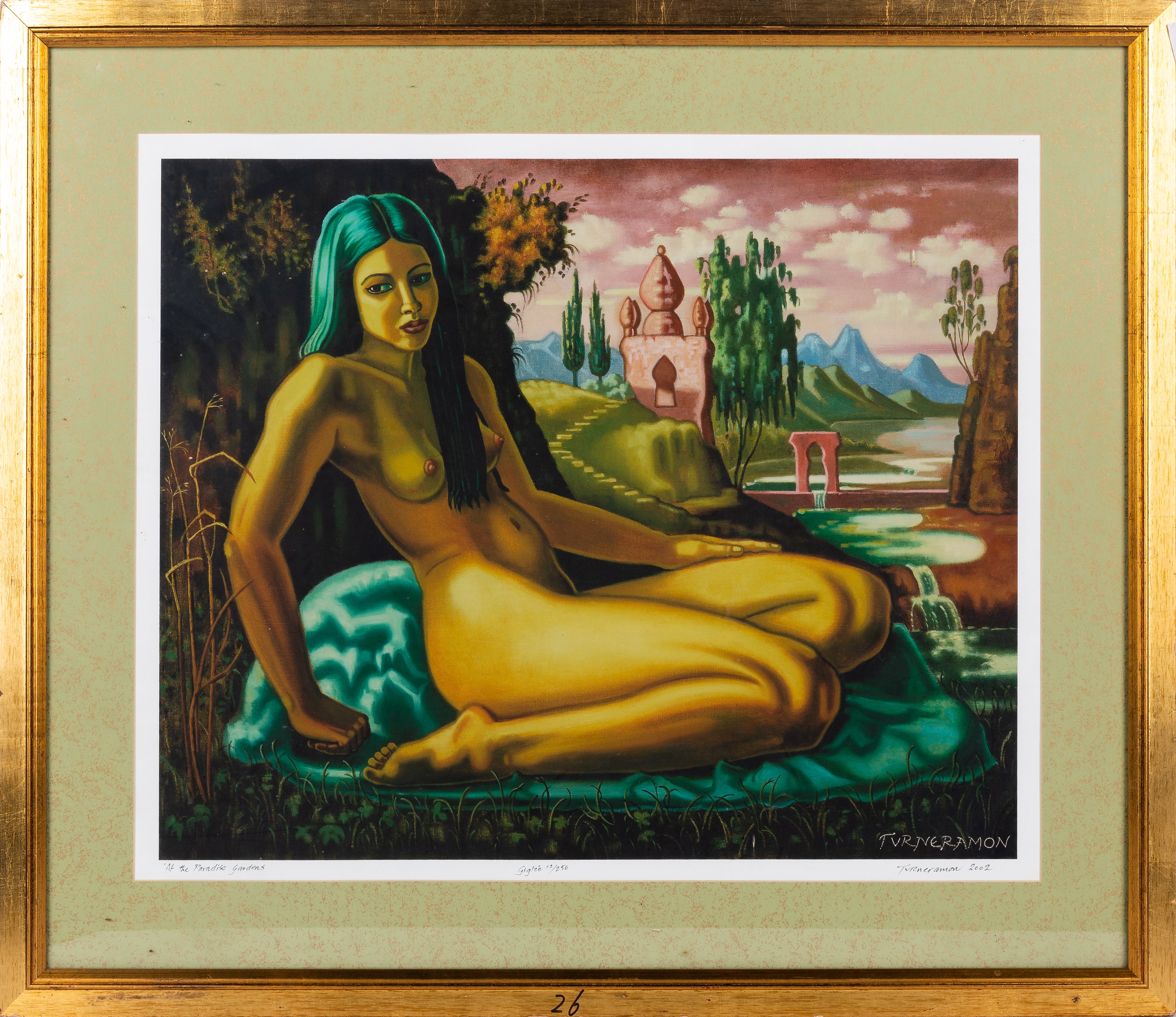 Richard Turner, 'Seated Female Nude in a Landscape with a View in the Paradise Gardens'