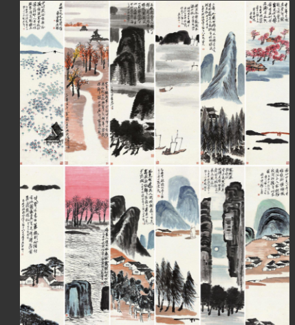 Twelve Landscape Scroll Reproductions