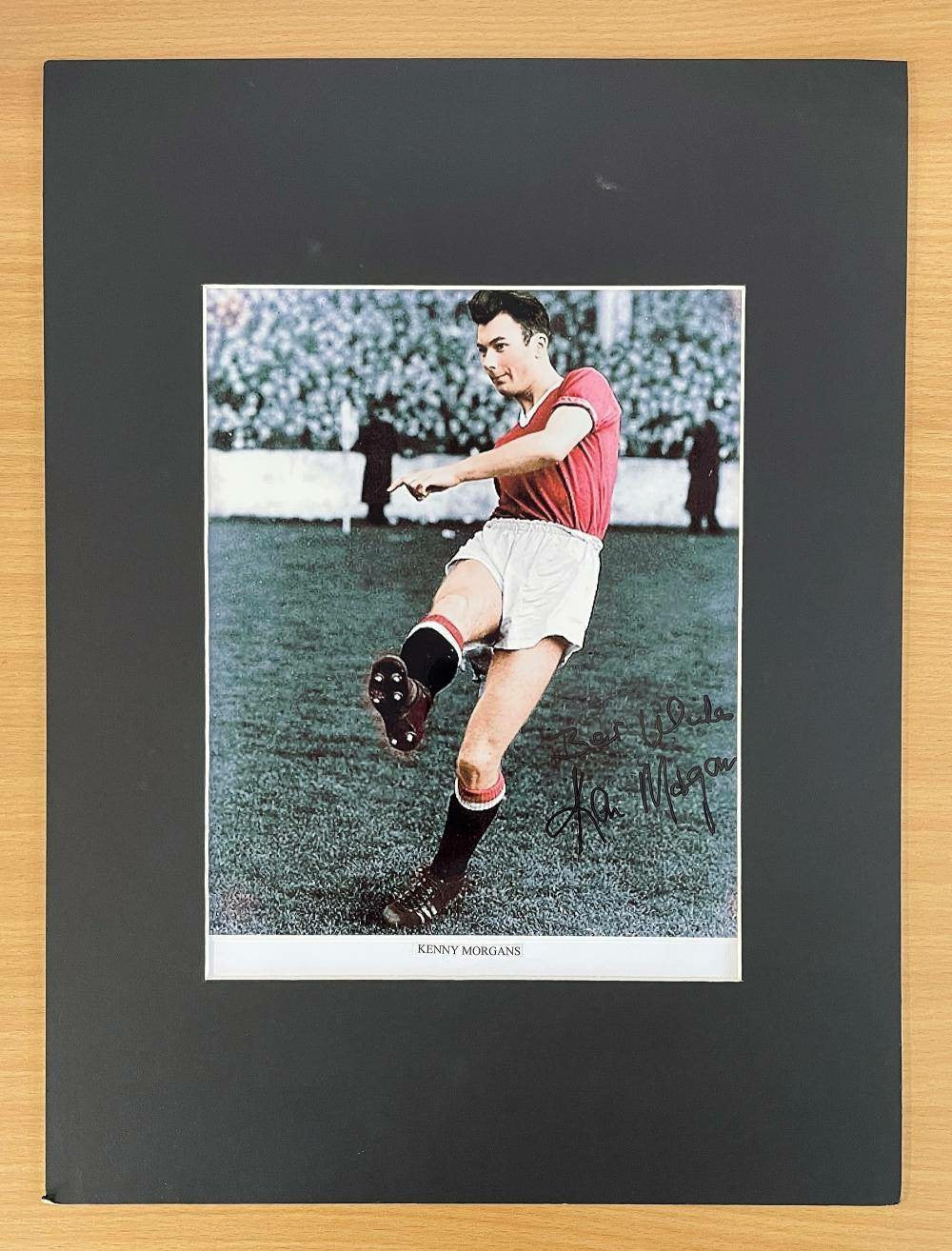 Kenny Morgans Autographed 16x12 Manchester United Colorized Photo - Welsh Football