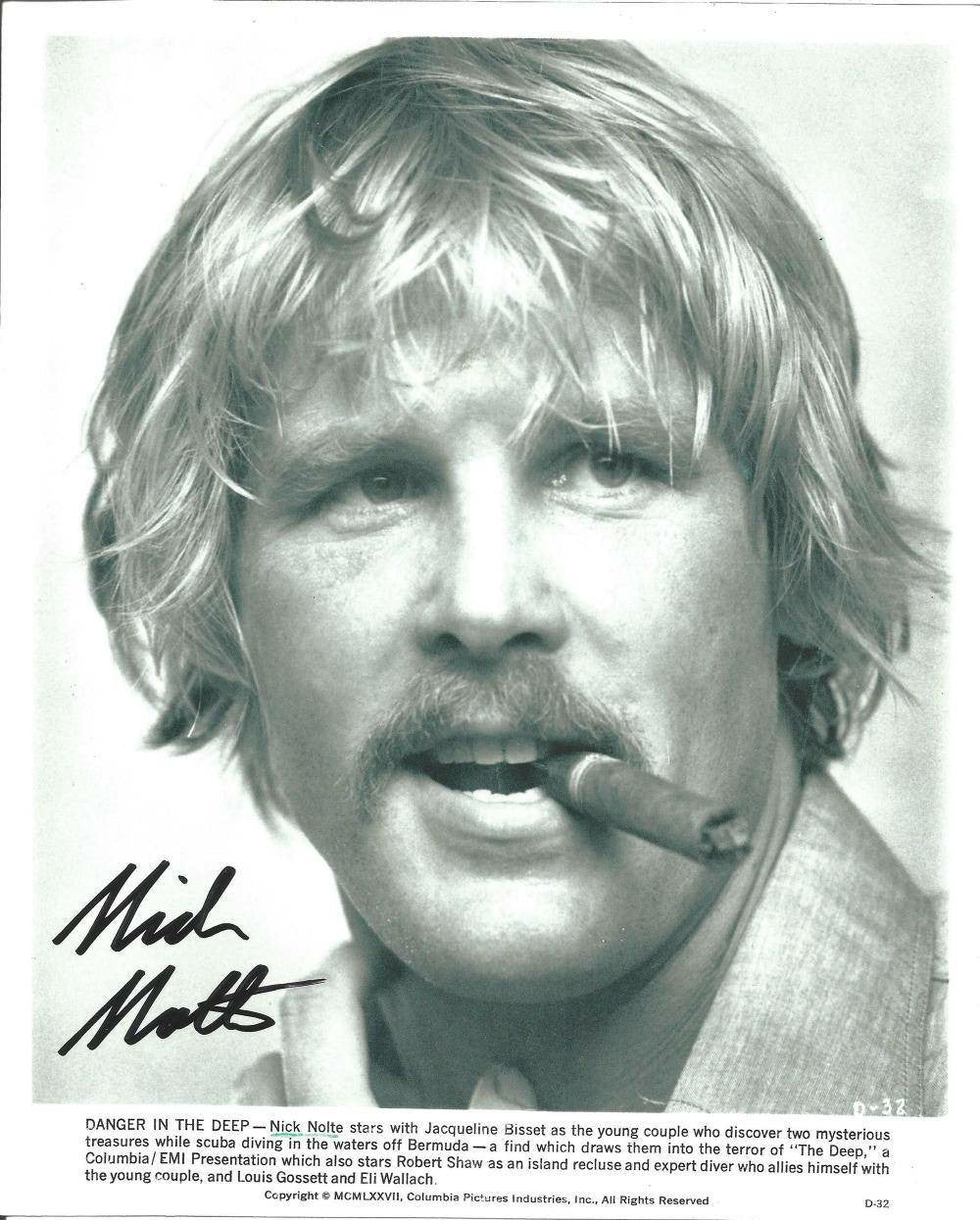 Nick Nolte Autographed 10x8 Black and White Promo for "The Deep"