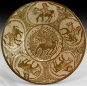 Islamic Style Glazed Dish with Horsemen