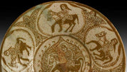 Islamic Style Glazed Dish with Horsemen