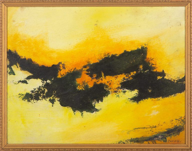 Carveley,  An abstract composition with yellows, oranges and black