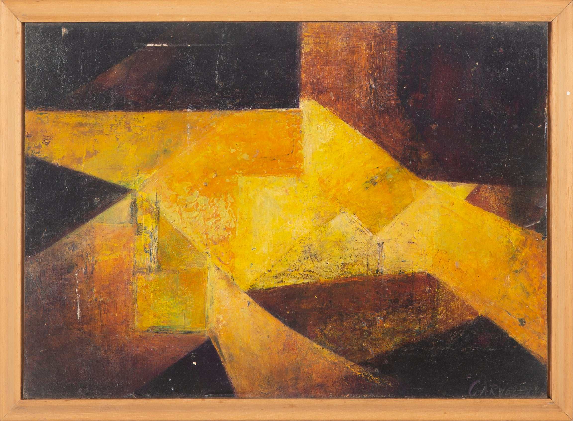 Carveley, Late 20th century, abstract cubist composition