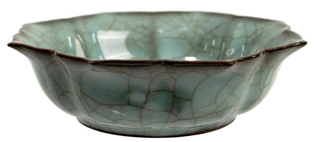 Chinese Celadon Crackle-Glazed Floriform Bowl