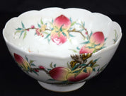 Chinese Porcelain Scalloped Bowl with Peaches and Bats