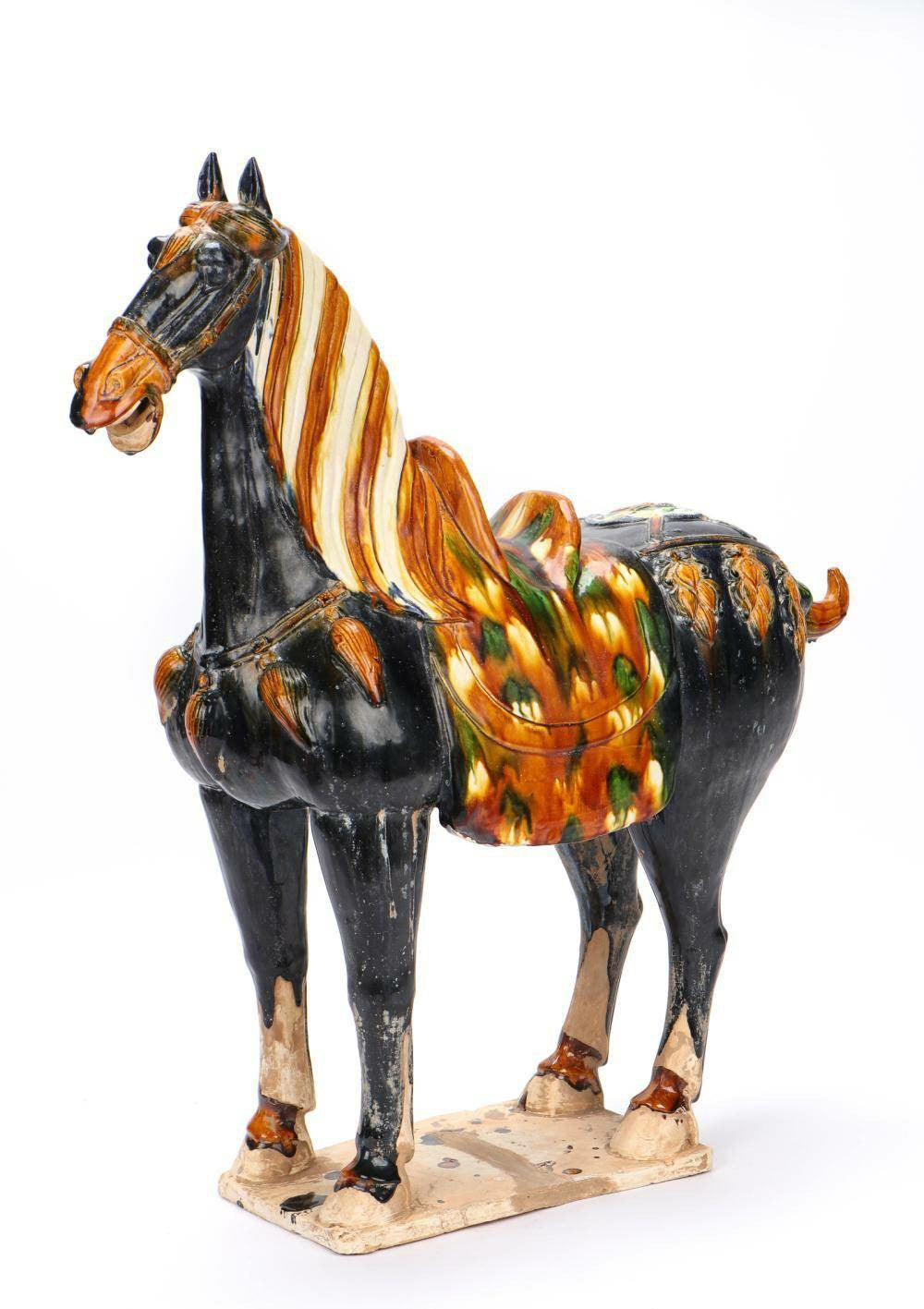 Glazed Pottery Horse in Chinese Tang Tri-Color Style