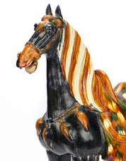 Glazed Pottery Horse in Chinese Tang Tri-Color Style