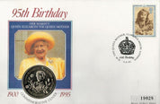 Royal Commemorative: Queen Mother's 95th Birthday Coin Cover with QEQM £5 Coin