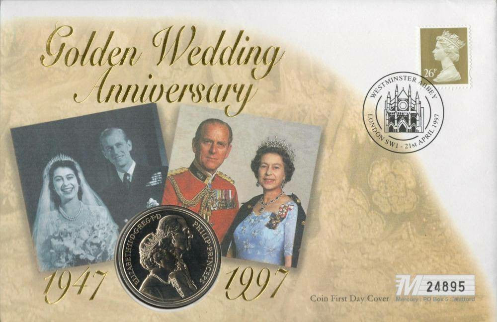 Golden Wedding Anniversary 1947-1997 Coin First Day Cover