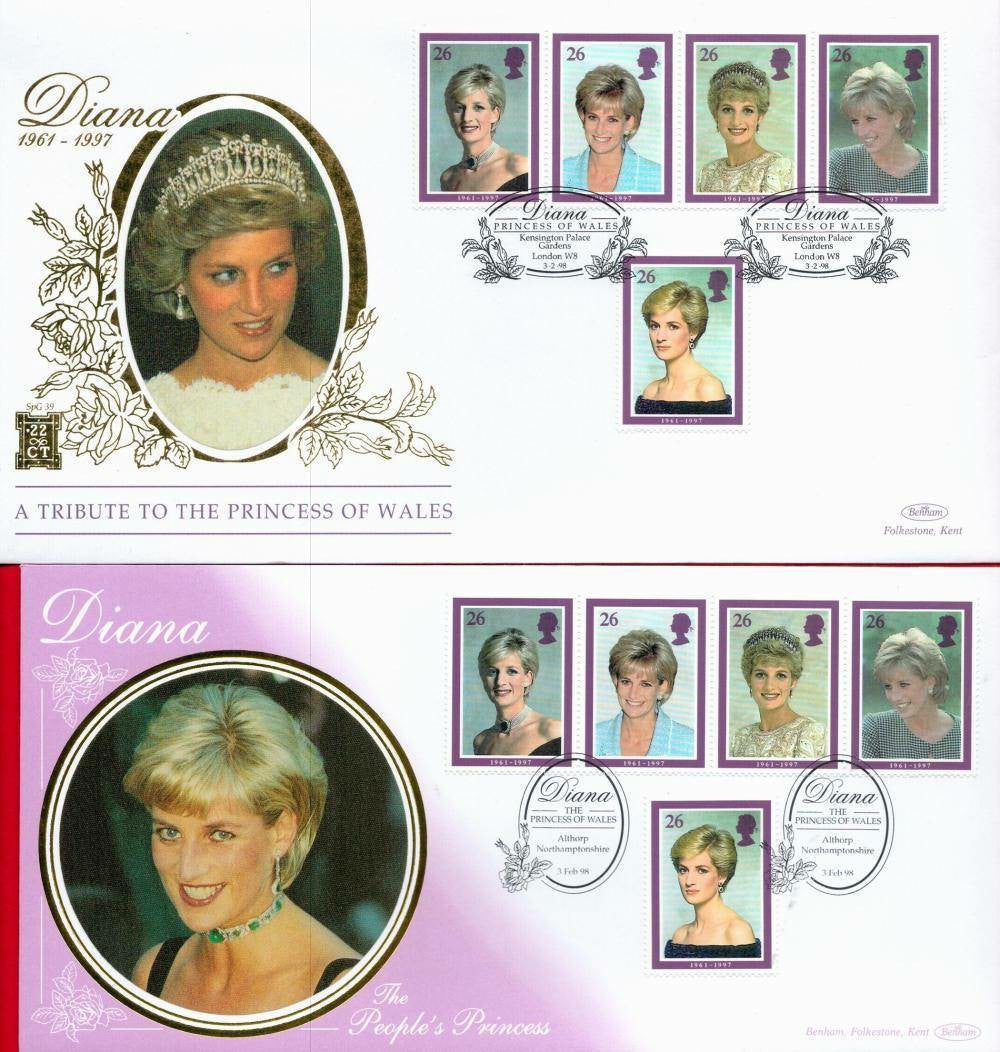 Princess Diana Benham FDC First Day Covers - Commemorative Stamp Collection