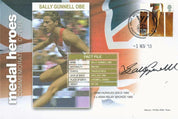 5 Signed 2010 Sally Gunnell Medal Heroes Covers - Gold and Bronze Medals Tribute