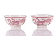 Pair of Chinese Porcelain Bowls - Dragon and Phoenix Harmony, Tongzhi Mark