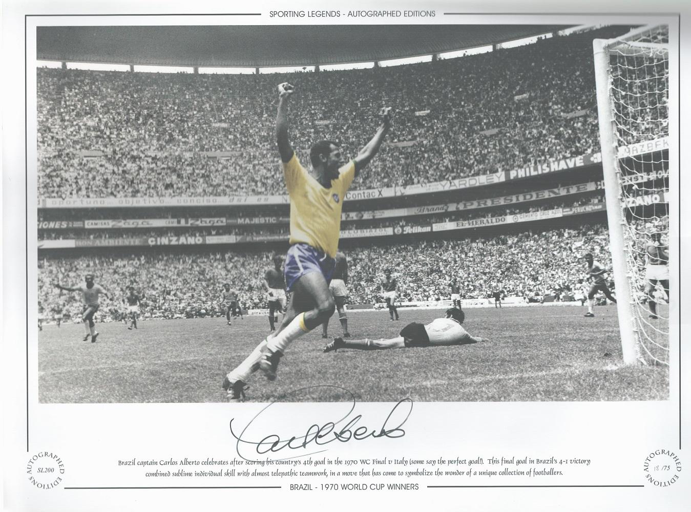 Carlos Alberto Limited Edition Hand-Painted Autographed Photo - 16x12