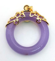 A Lavender Jade Doughnut Pendant on Gilded Attachment