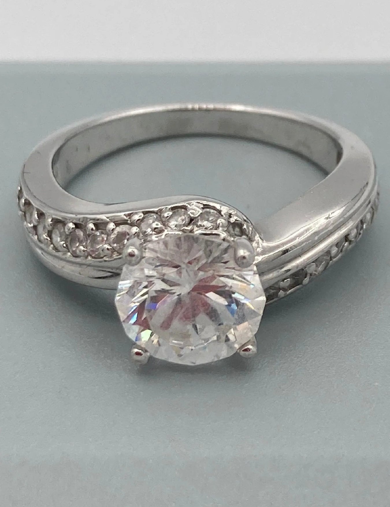 Silver and Diamonique Ring - 1.5-Carat Solitaire, 925 Silver, DQCZ Hallmark