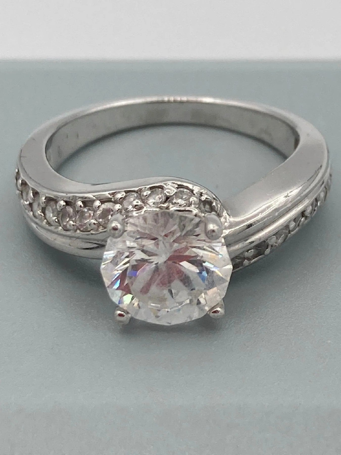 Silver and Diamonique Ring - 1.5-Carat Solitaire, 925 Silver, DQCZ Hallmark