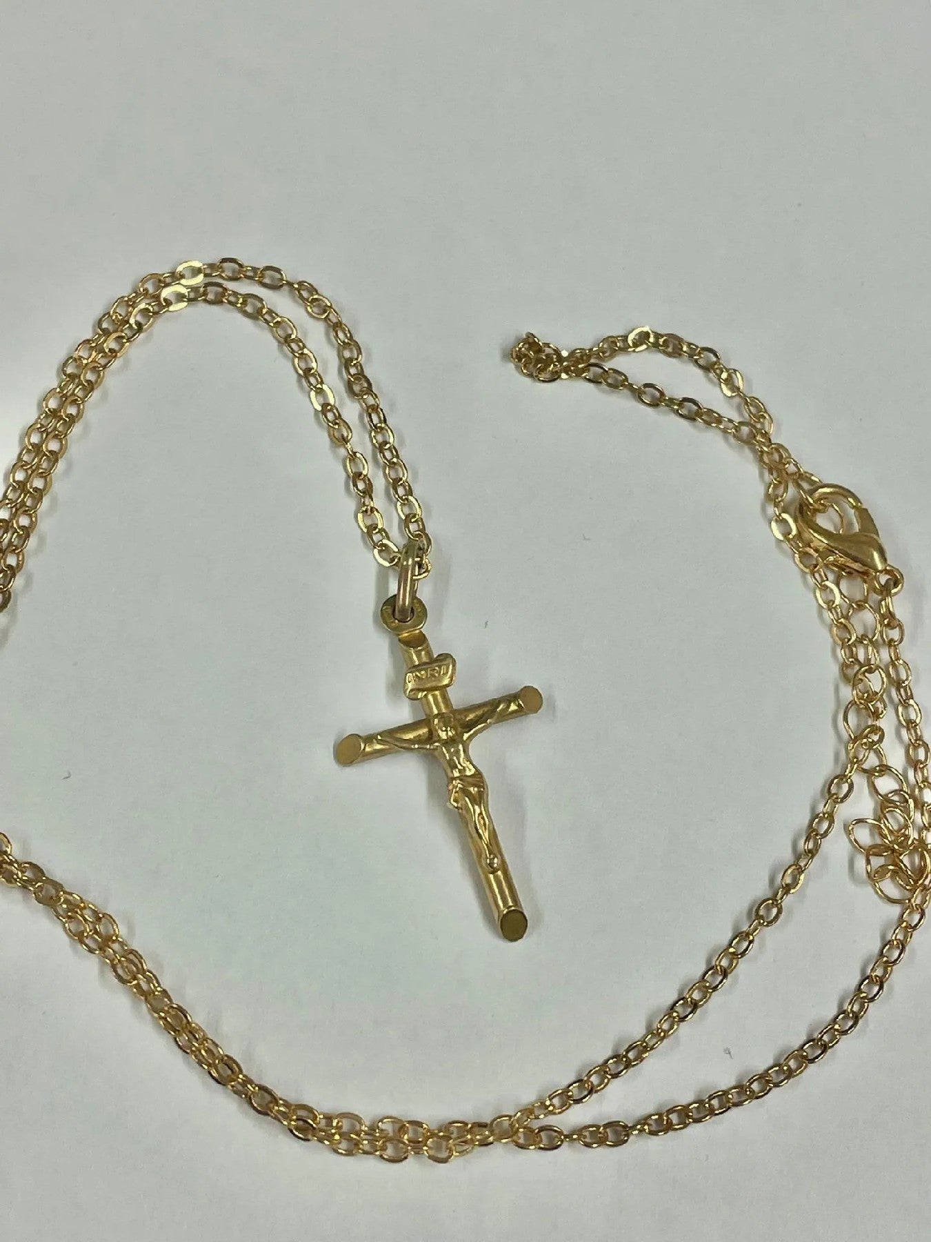 Divine Elegance: 9ct Gold Crucifix on Plated Chain - Symbolic Cross Necklace