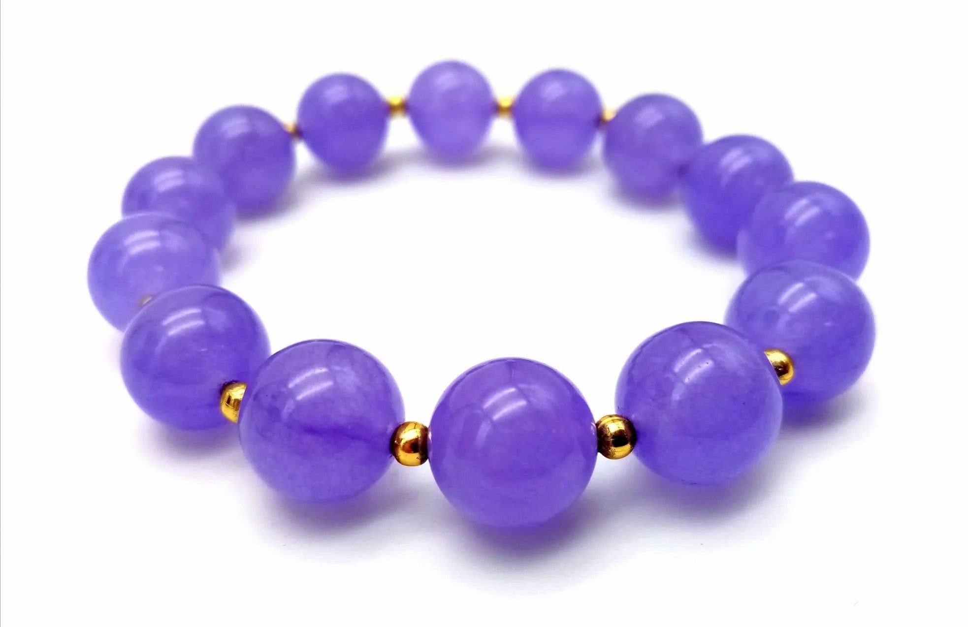 Chic Lavender Jade Beaded Expandable Bracelet - Elegant 0.39-Inch with Beads