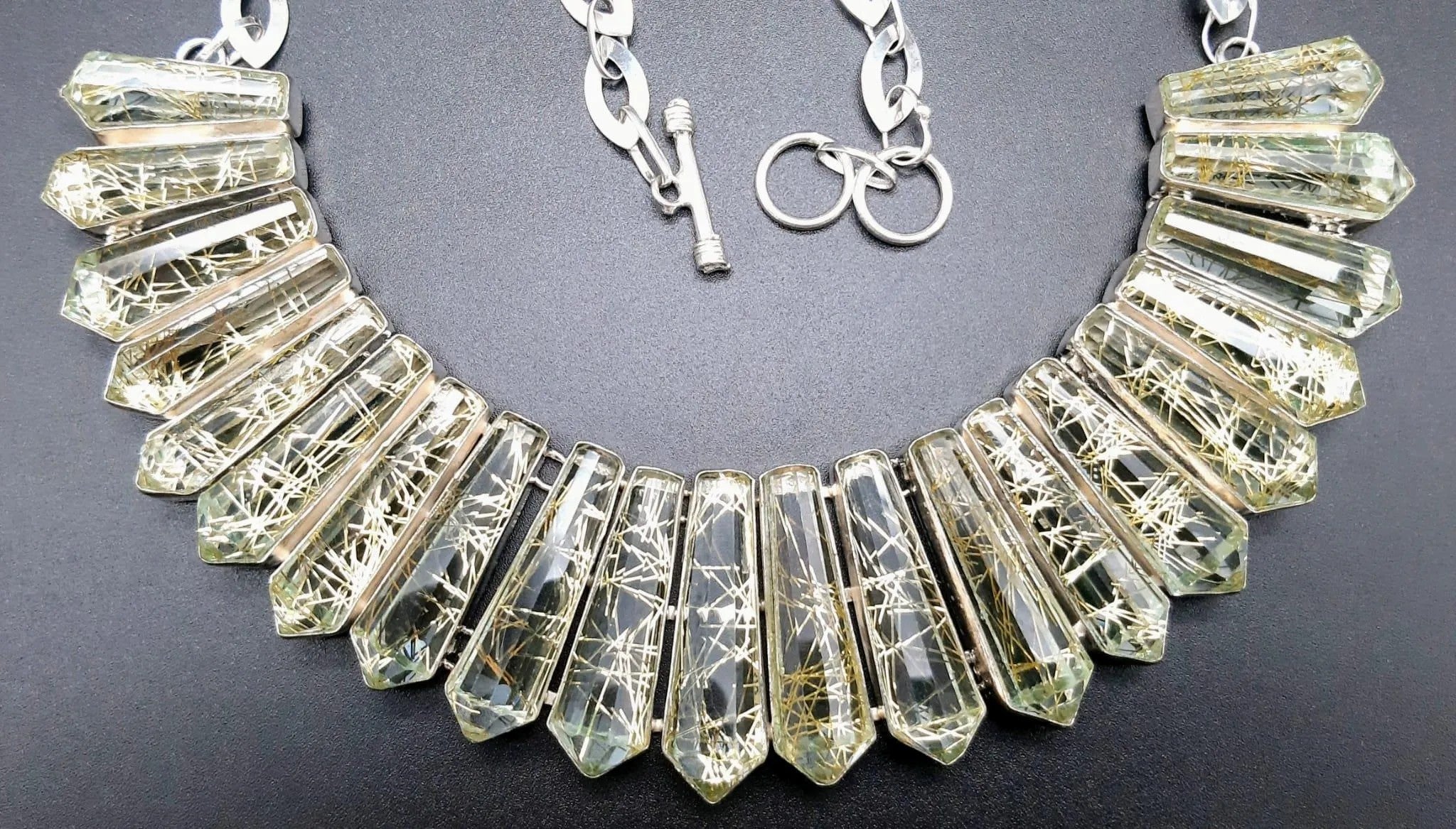 Radiant Rutile Quartz Necklace and Earring Set - 58cm