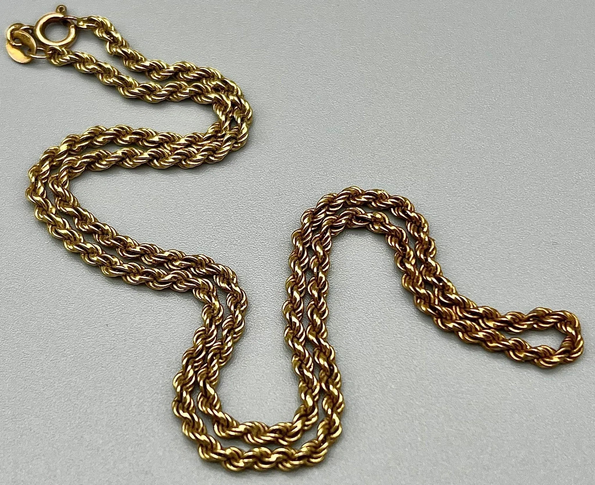 Elegant 9K Gold Rope Necklace - Timeless Beauty - 42cm - 9.65g