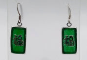 Pair of Emerald-Adorned Sterling Silver Oriental Earrings