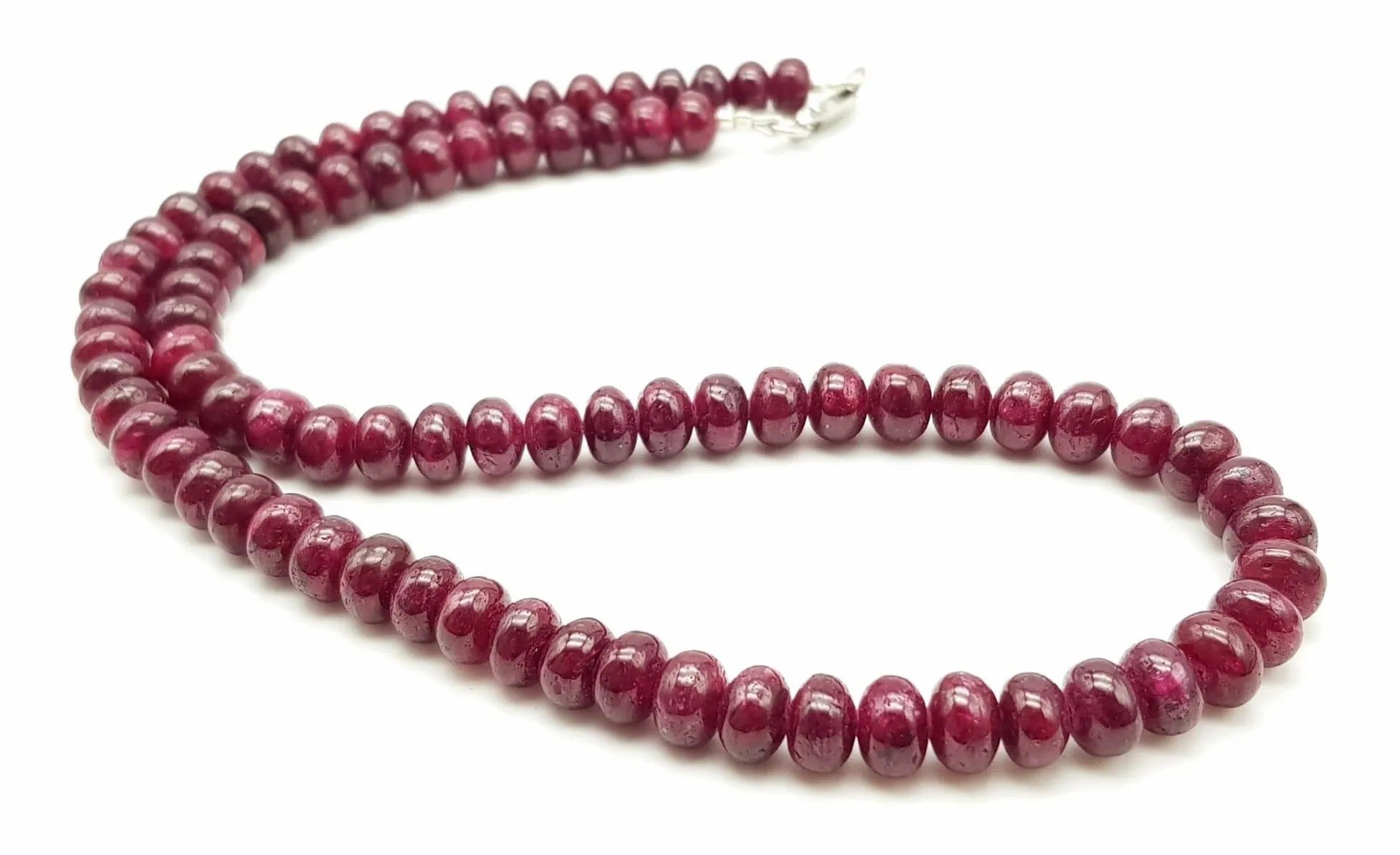 300 Carat Cabochon Ruby Gem Necklace - 925 Silver Clasp, 44cm