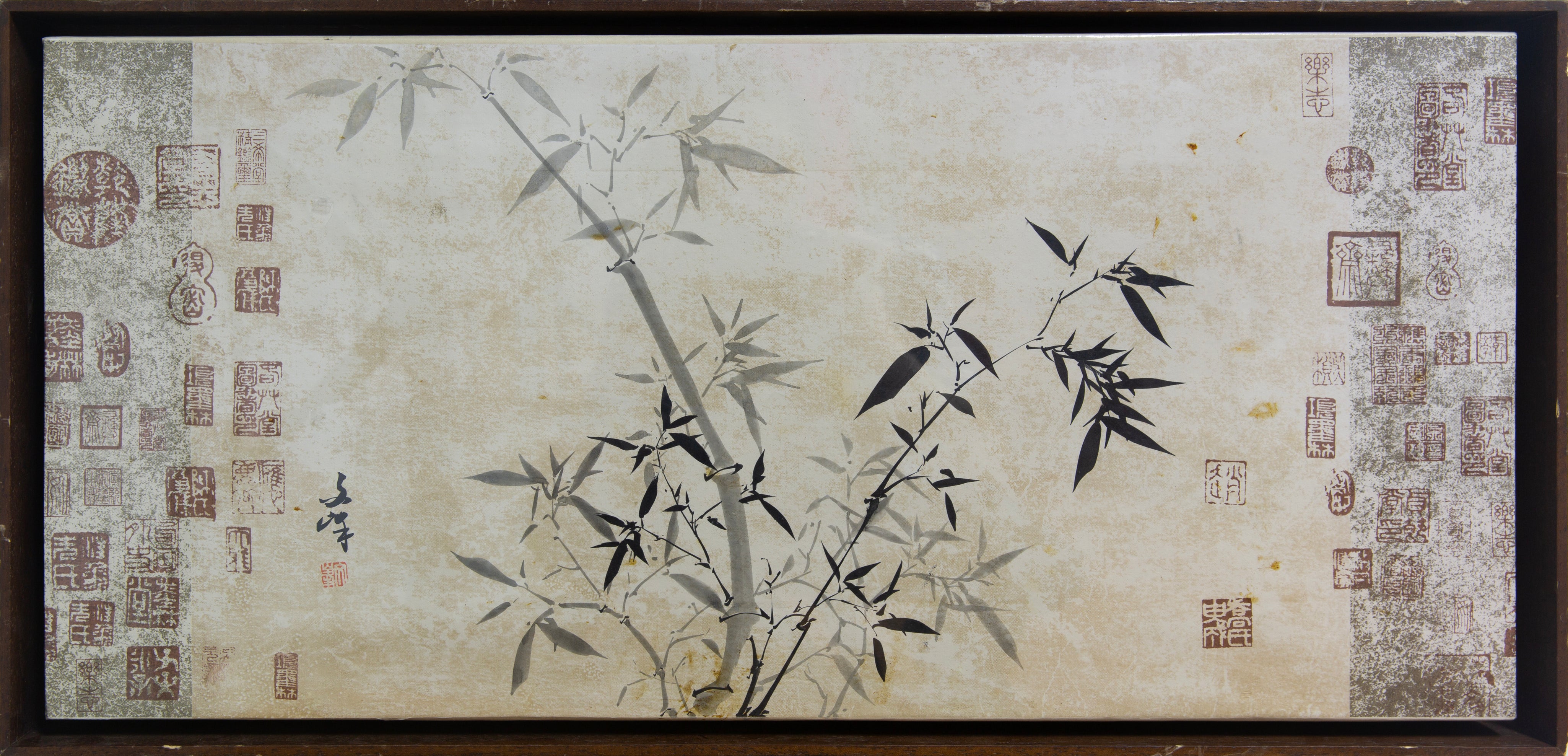 Bamboo Drawing on Antique Paper