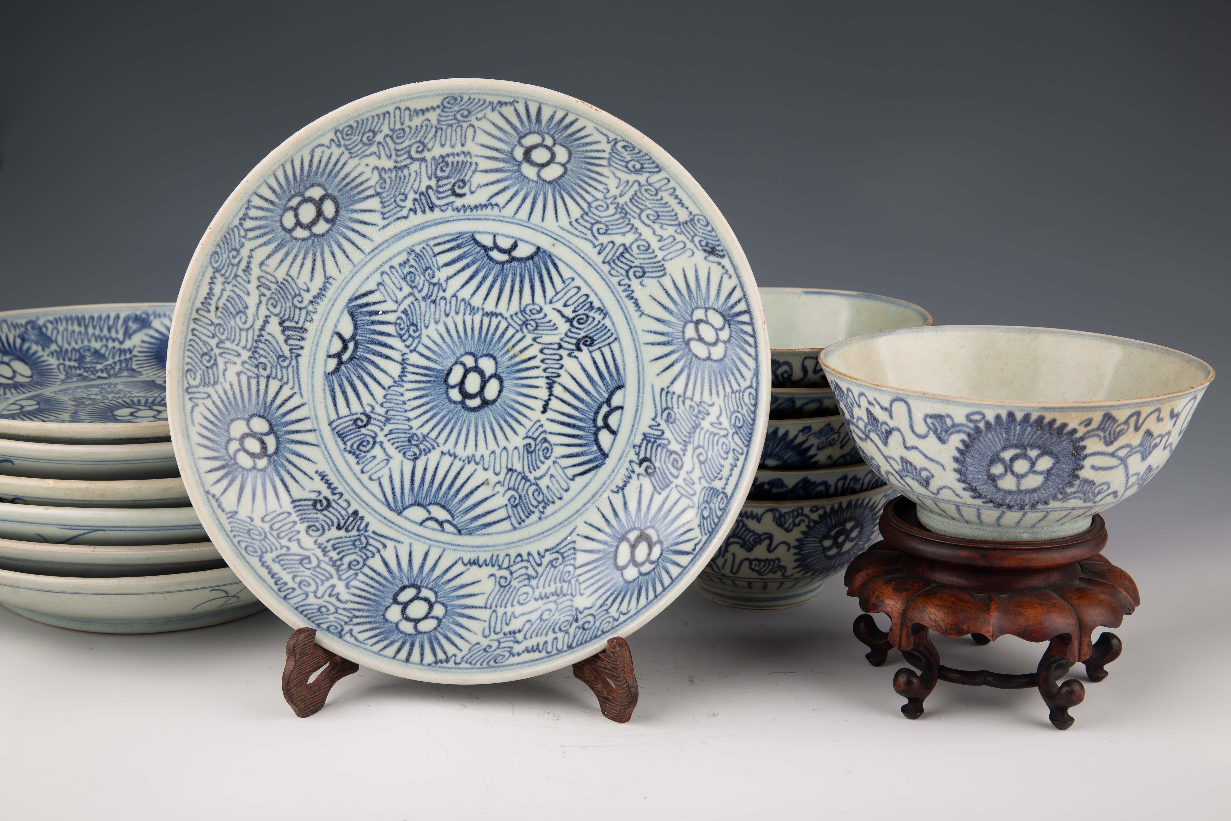 Chinese Blue and White Porcelain Plates and Bowls - Diana Cargo Ship Collection