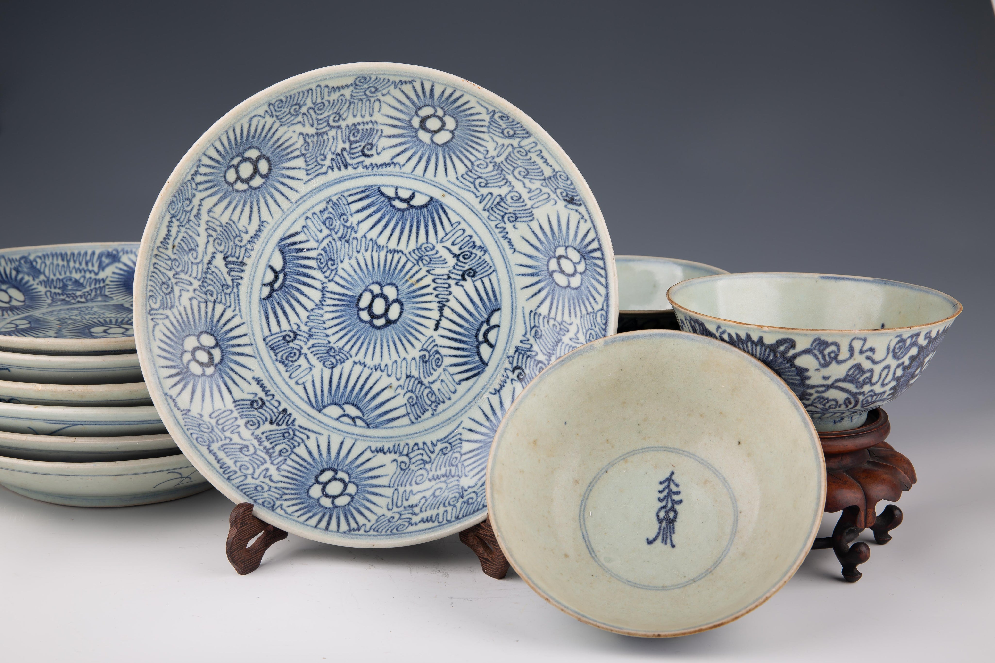 Chinese Blue and White Porcelain Plates and Bowls - Diana Cargo Ship Collection