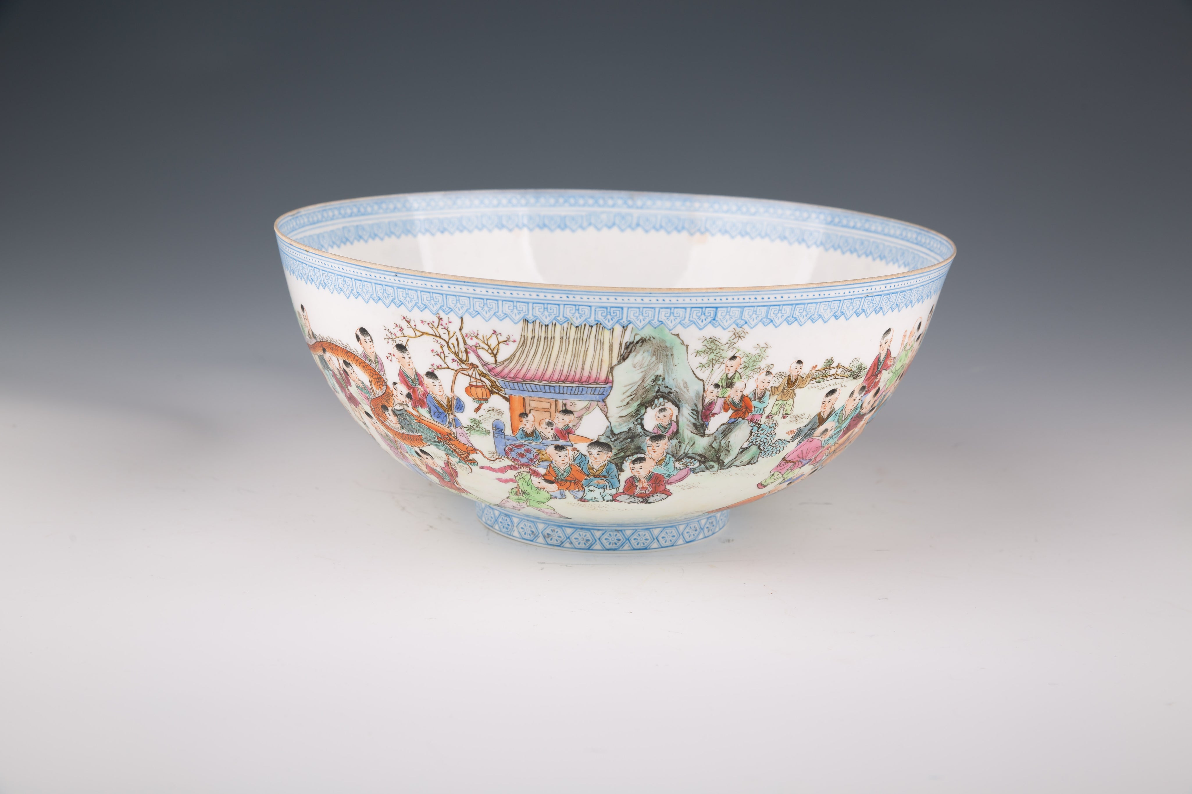 Chinese "100 Boys" Eggshell Porcelain Bowl