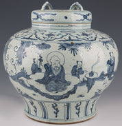 Ming Dynasty Blue and White Vase with Cover