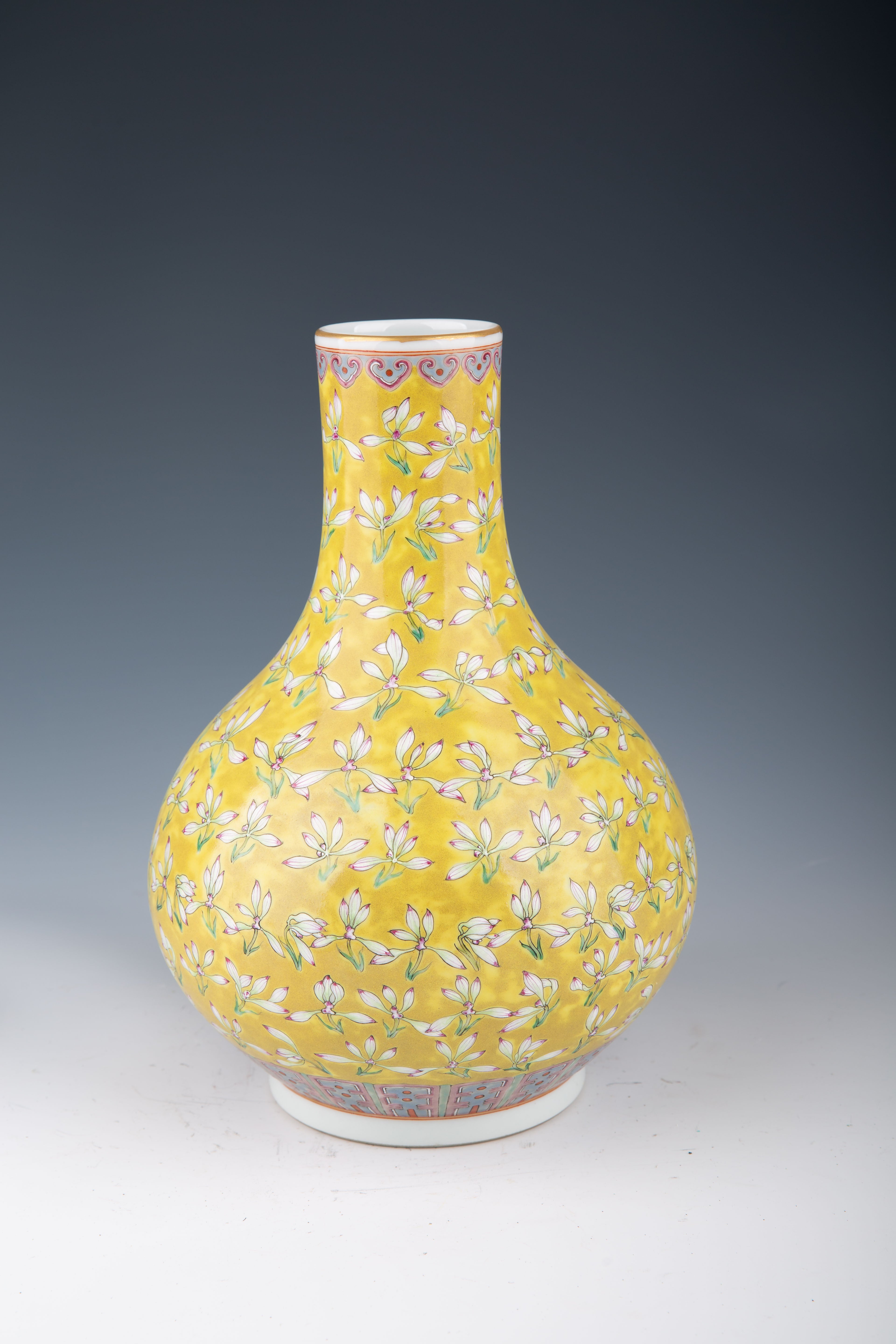 Yellow Round 'Orchid' Bottle Vase