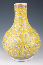 Yellow Round 'Orchid' Bottle Vase