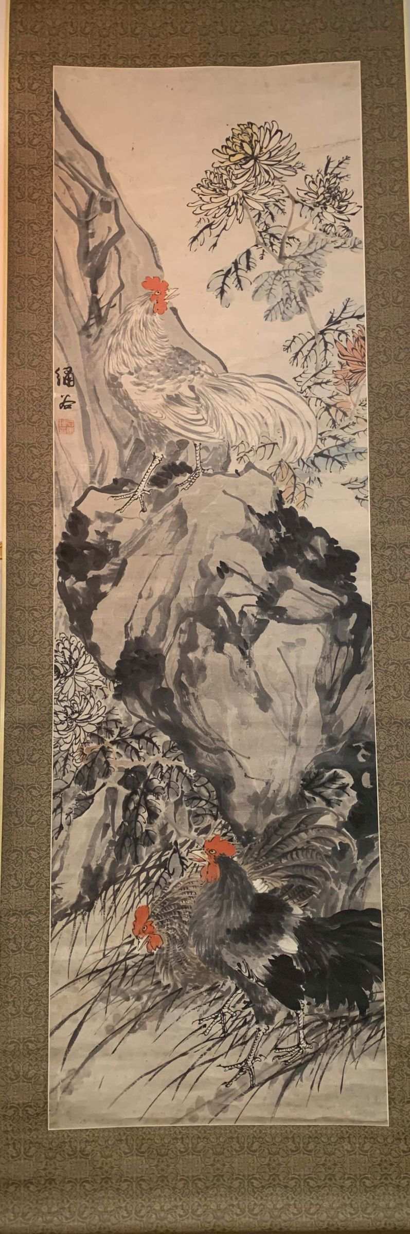 Sima Bell: Chicken, scroll chinese painting