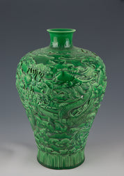 China's Exquisite Monochrome Glazed Porcelain Dragon Vase