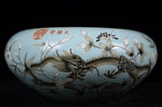 A beautiful Chinese pink porcelain dragon brush washer