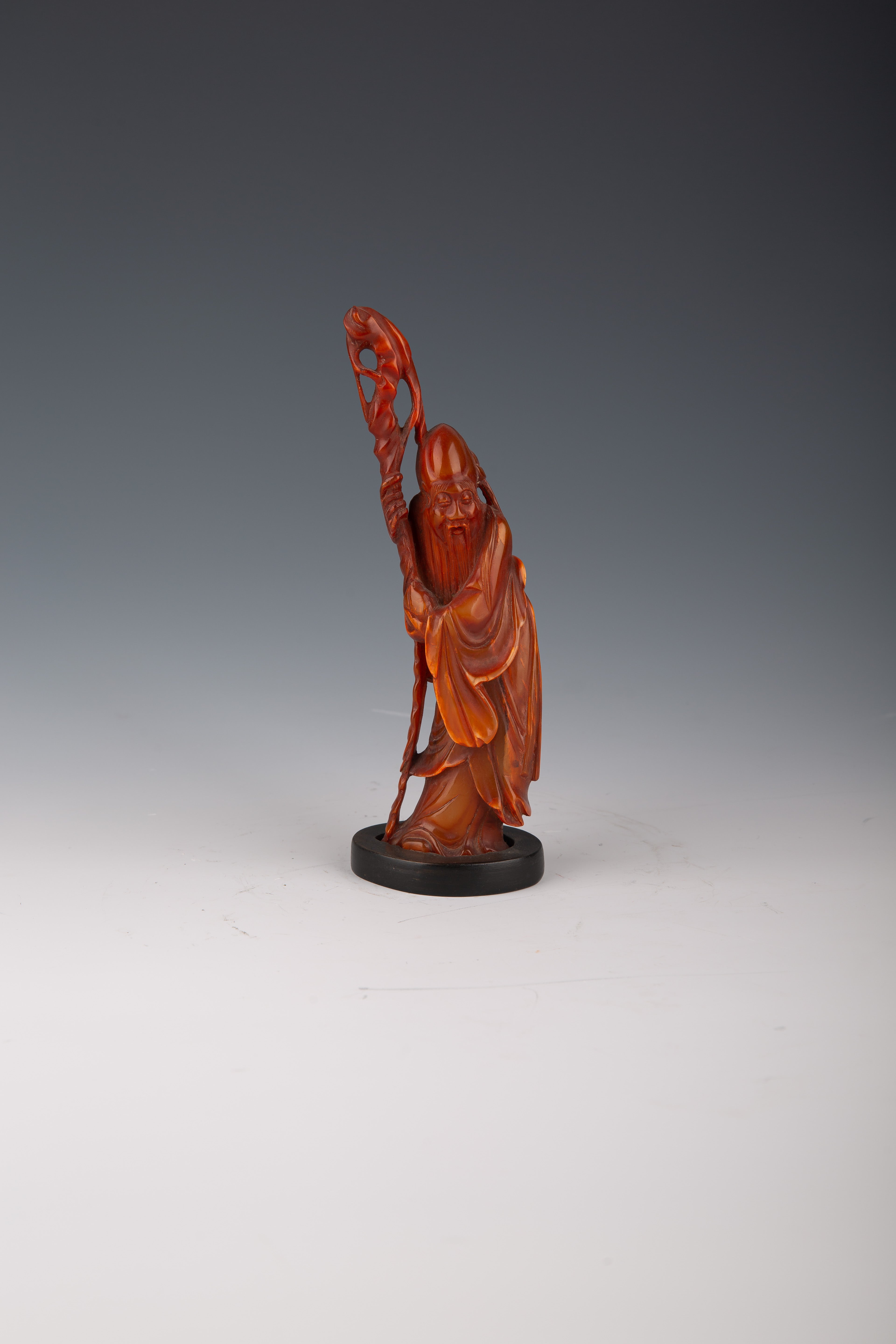 Chinese 19th Century Horn-Carved Figure of an Elderly Man