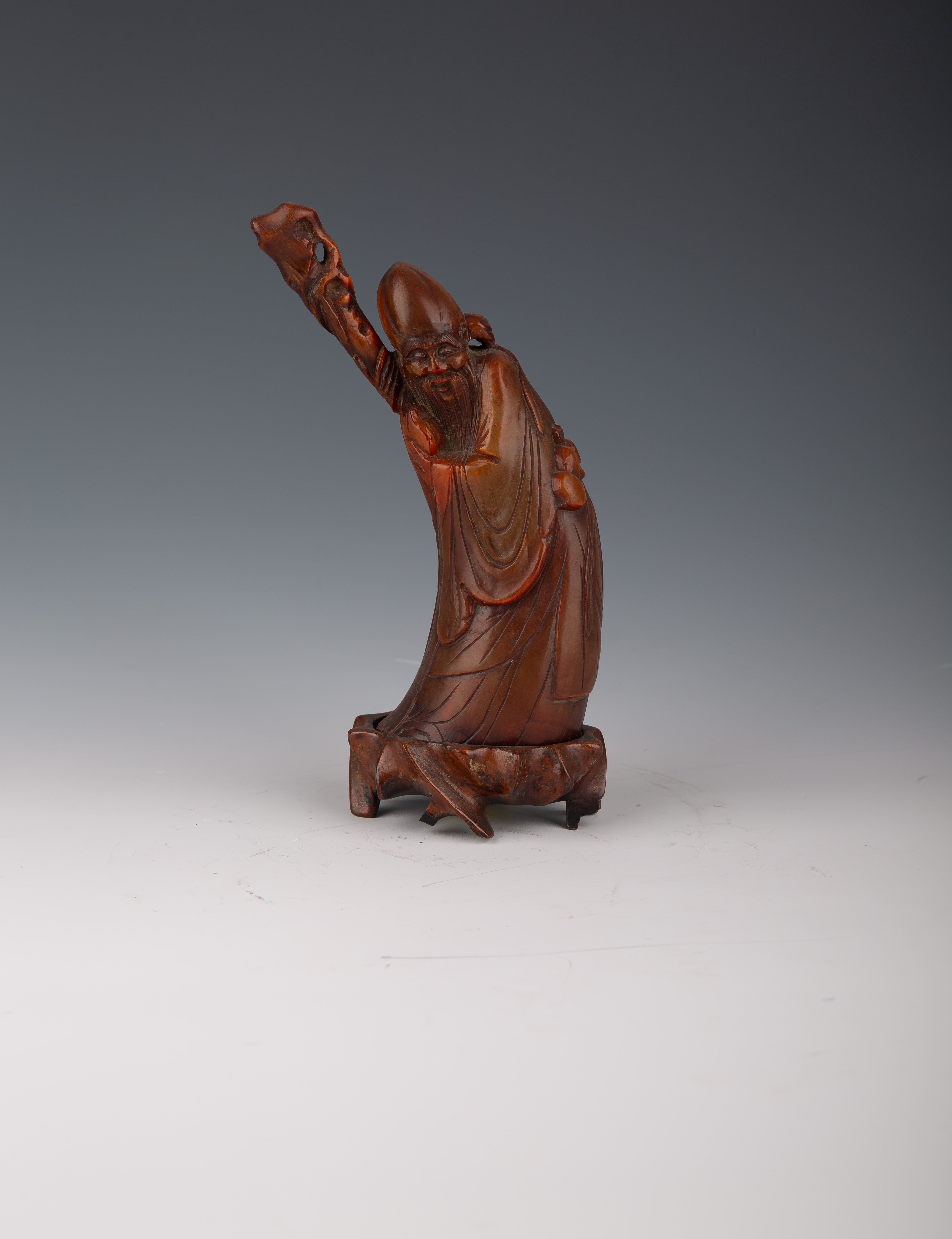 Chinese 19th Century Horn-Carved Figure of an Elderly Man