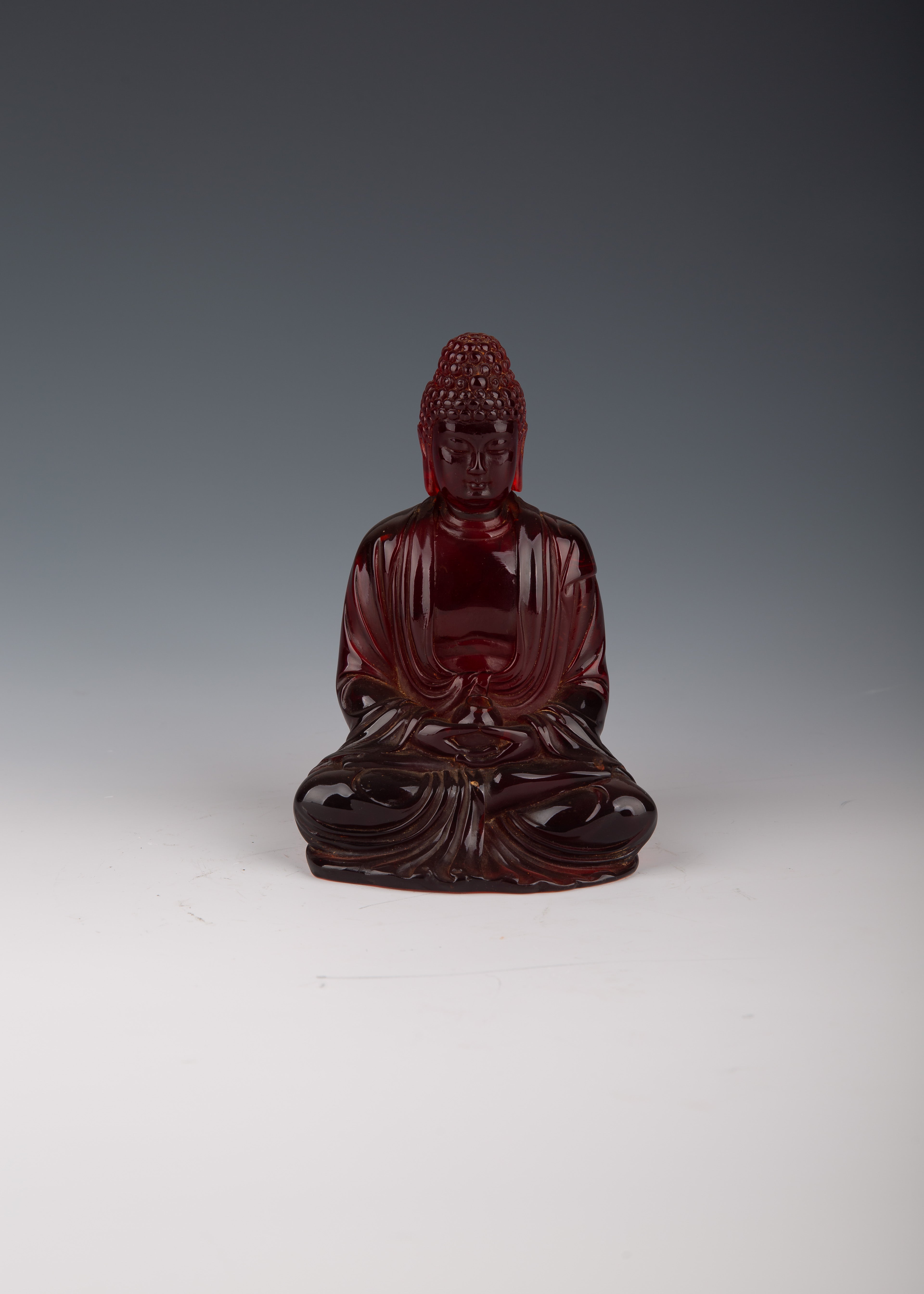 Chinese Buddha Statue in Cherry Amber