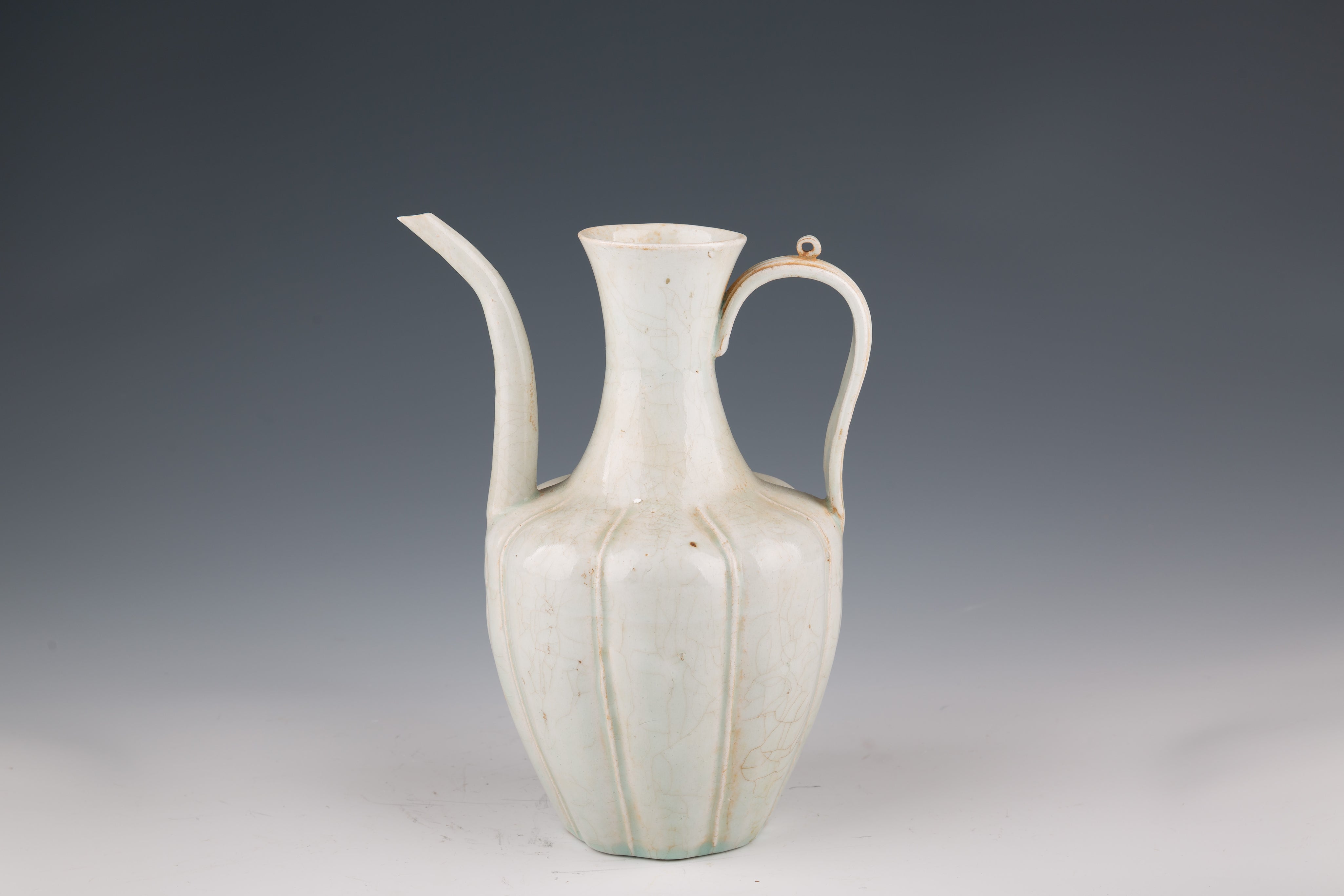 Chinese Northern Song Dynasty Qingbai Melon-Shaped Porcelain Ewer with Cover