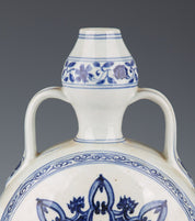 A Blue and White Flower Moon Bottle Vase