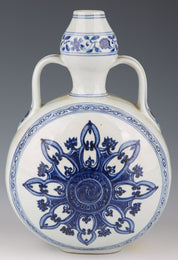 A Blue and White Flower Moon Bottle Vase