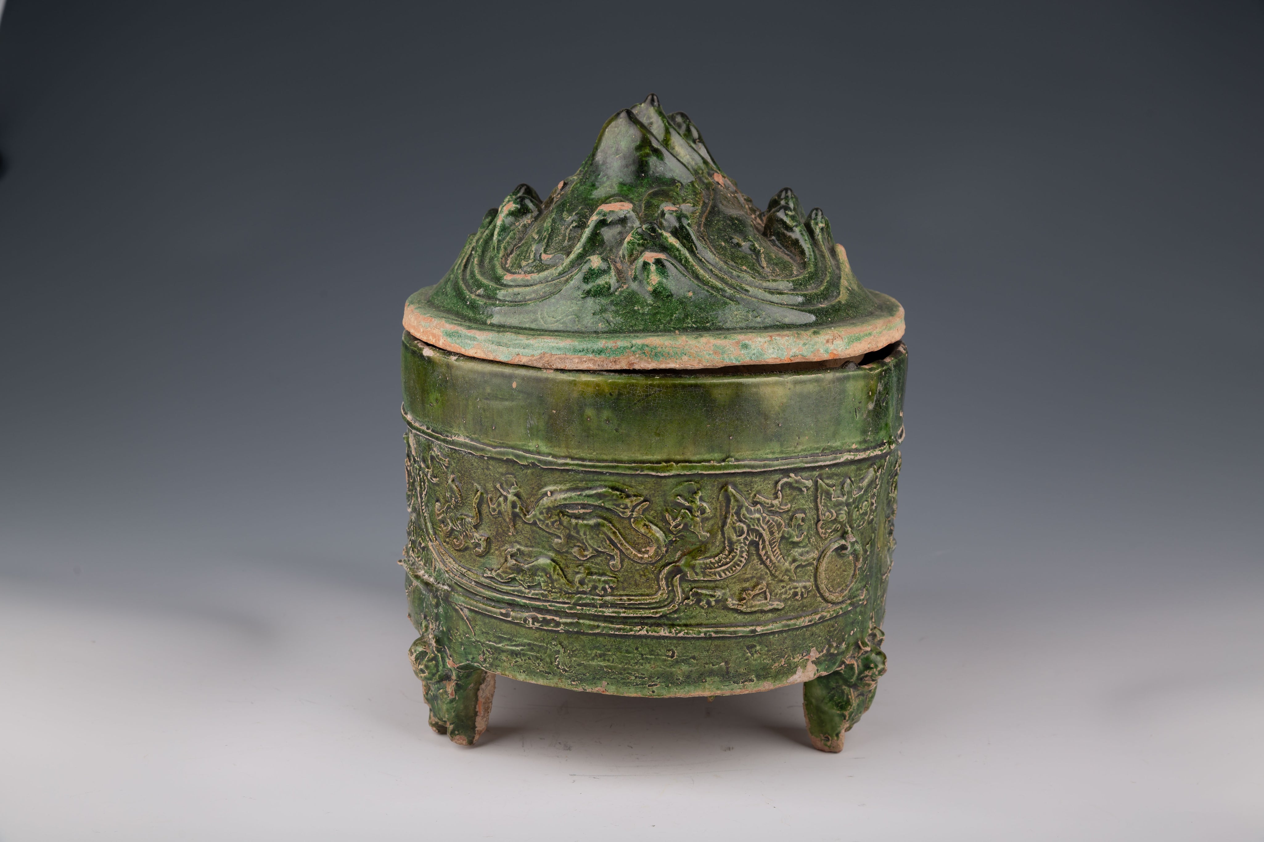 Green Glazed Pottery Hill Jar (Han Dynasty)