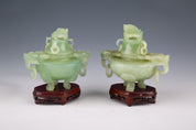 A Pair of Chinese Jade Incense Burners from the Early 20th Century