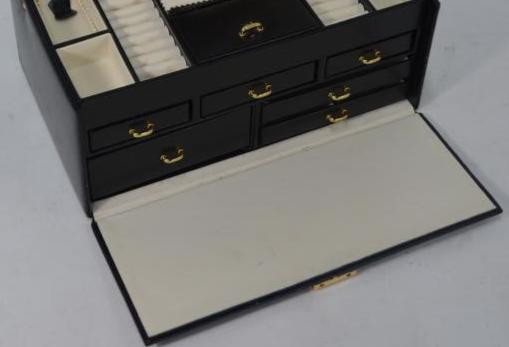 Large Black Leather Jewelry Box Designed by Dulwich