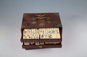 Chinese Hardwood and Metal Mahjong