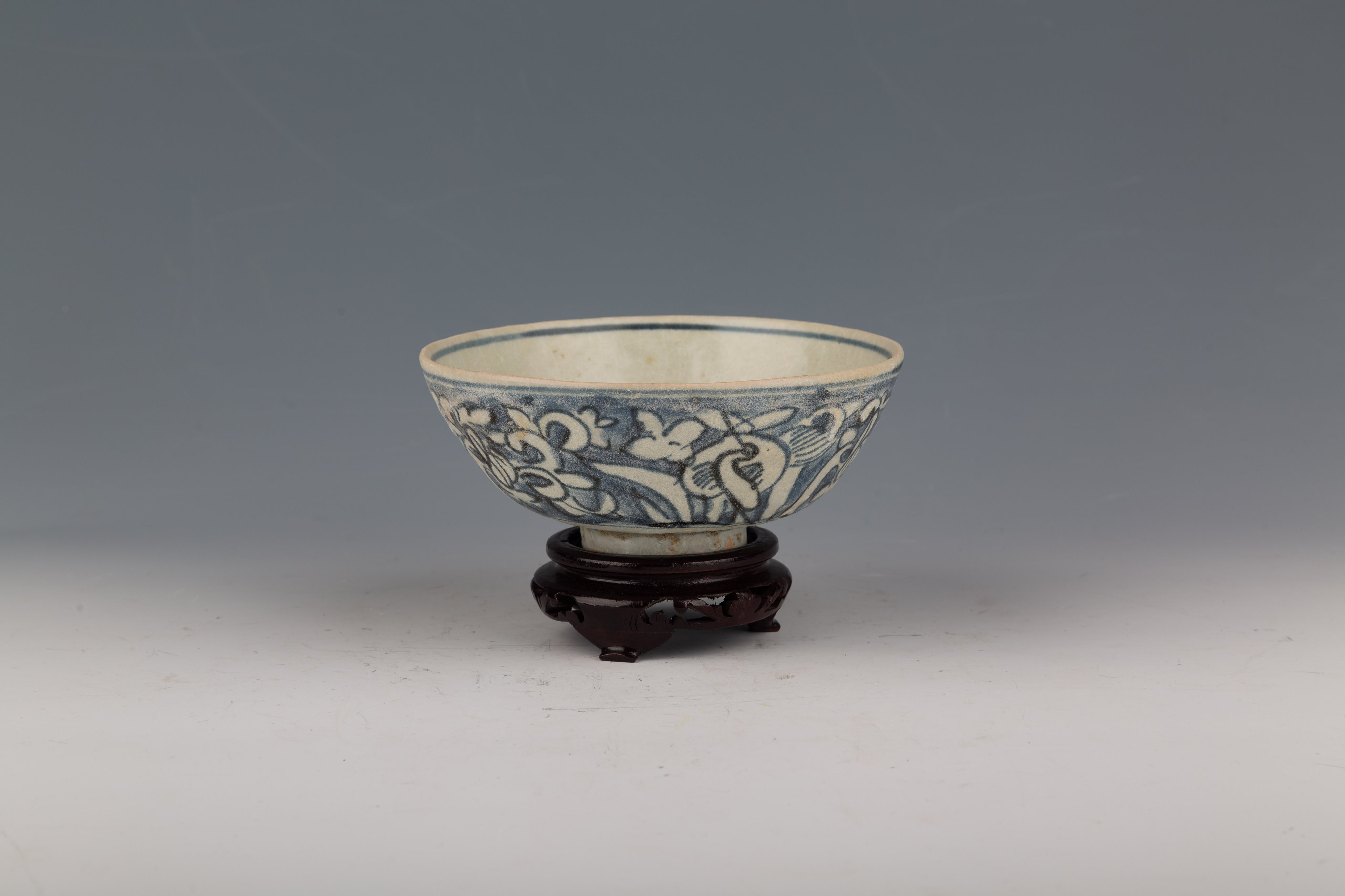 Two Blue and White Porcelain Sunken Bowls from the Kangxi Period in China