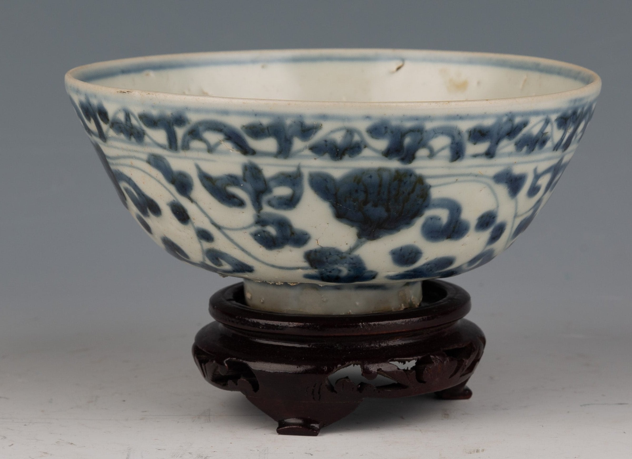 Two Blue and White Porcelain Sunken Bowls from the Kangxi Period in China