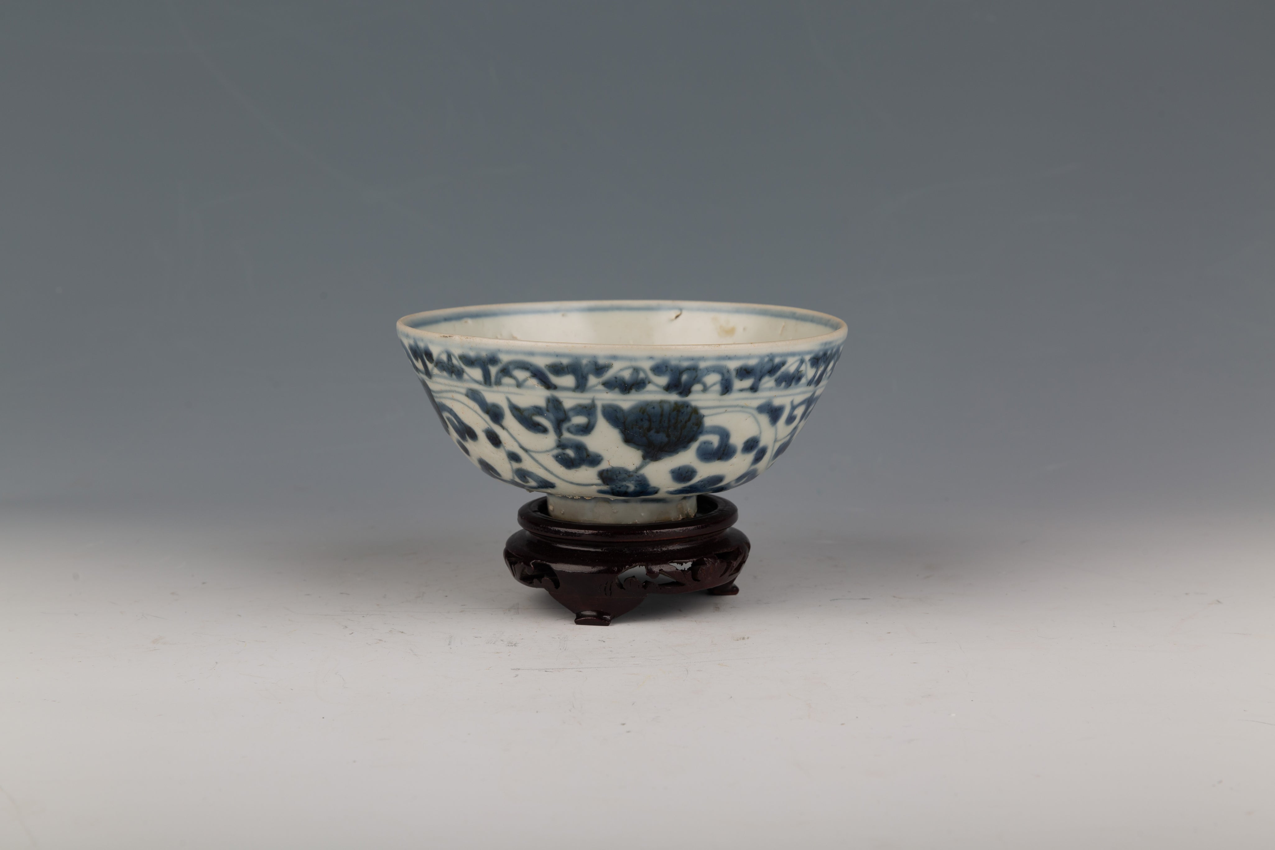 Two Blue and White Porcelain Sunken Bowls from the Kangxi Period in China